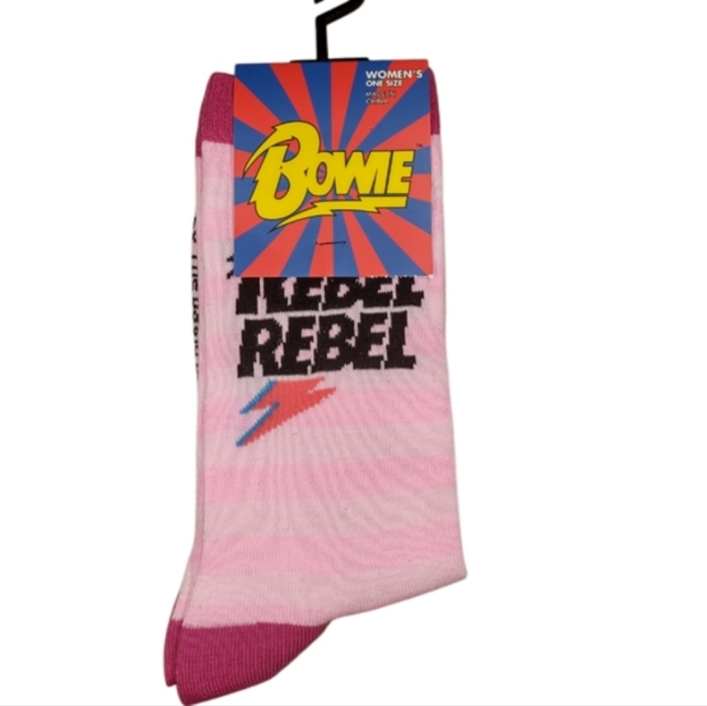David Bowie Women's Crew Socks Pink Nostalgia Memorabilia Rebel Rebel